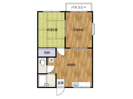 グランデュールリリックス(2DK/2階)の間取り写真