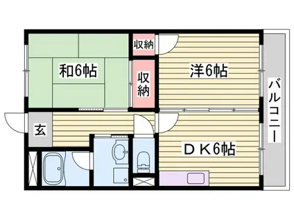 グレースマンション日飼(2DK/2階)の間取り写真