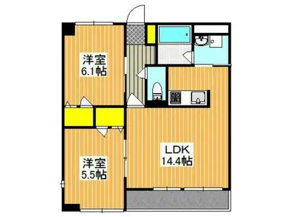 リーベVII(2LDK/3階)の間取り写真
