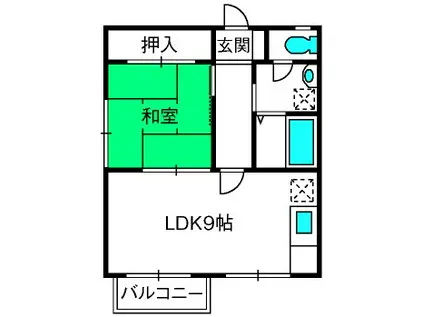 コーポ南鳳台(1LDK/2階)の間取り写真