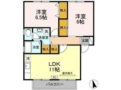 メゾンドファミール(2LDK/2階)の間取り写真