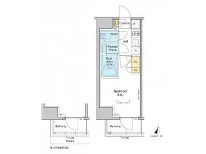 プラウドフラット戸越銀座(1K/2階)の間取り写真