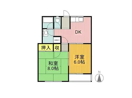 ムーニーサンヴィレッジ(2DK/2階)の間取り写真