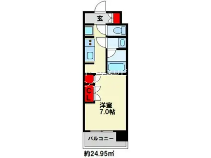 RJRプレシア西小倉駅前(1K/6階)の間取り写真