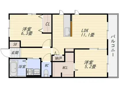 レトアプルミエII(2LDK/3階)の間取り写真