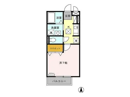 つくばエクスプレス 青井駅 徒歩8分 3階建 築20年(1K/3階)の間取り写真