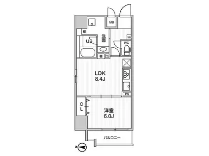 ROOTS KIKUKAWA(1LDK/10階)の間取り写真