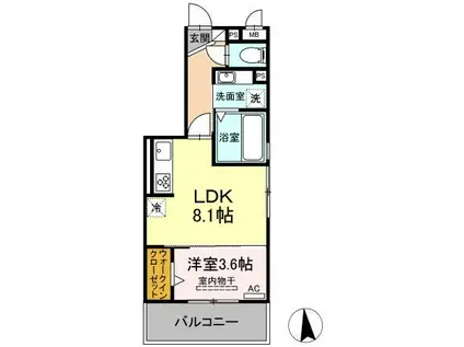 グレイスアイランド(1LDK/3階)の間取り写真