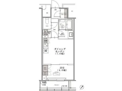 SKナインティ門前仲町(1DK/7階)の間取り写真