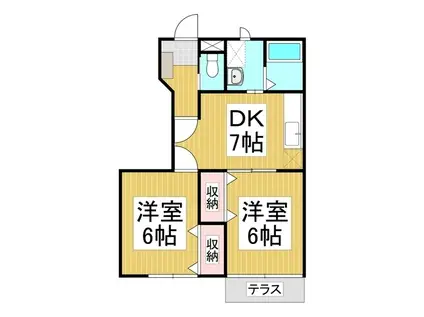 ベルグランデMB(2DK/1階)の間取り写真