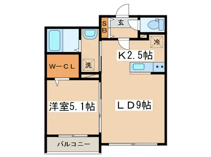 グレイス ティアラ(1LDK/2階)の間取り写真