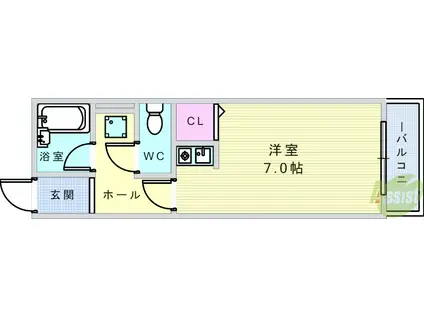 シャルム豊島(ワンルーム/1階)の間取り写真
