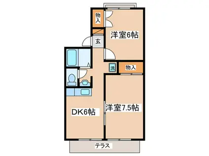 シャルム山王(2DK/1階)の間取り写真