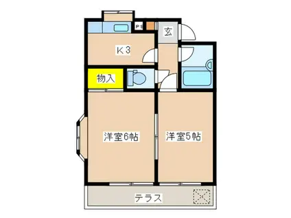 コーポ弘文館(2K/1階)の間取り写真