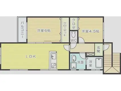 プランドール足原(2LDK/2階)の間取り写真