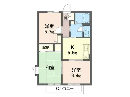 グランドール弐番館(3K/2階)の間取り写真