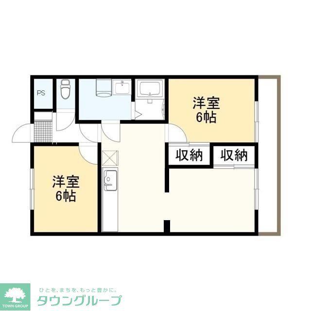 伊勢崎第2コートハウス(2LDK/1階)の間取り写真