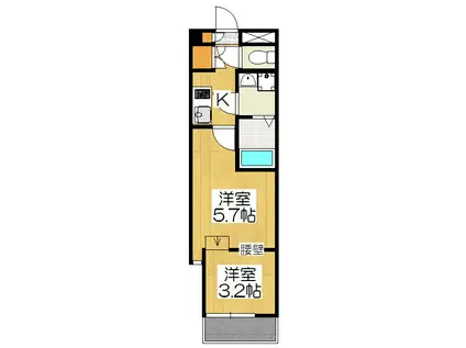 ロンドヴェール伏見桃山(2K/B1階)の間取り写真