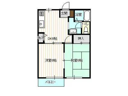 ハッピーハイツ(2DK/1階)の間取り写真