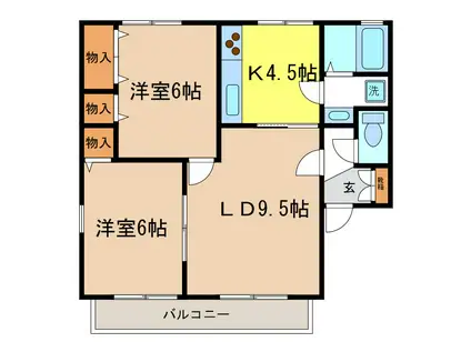 ベルネージュ大和 A棟(2LDK/1階)の間取り写真