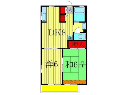 ラフォーレ21(2DK/2階)の間取り写真