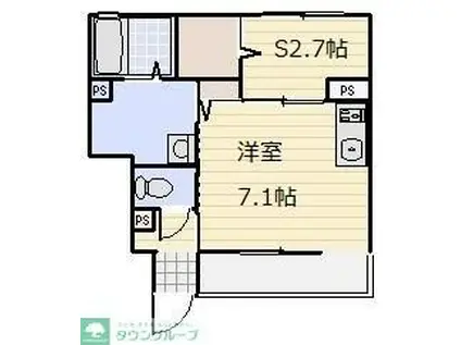 カーサアペルト(1SK/1階)の間取り写真