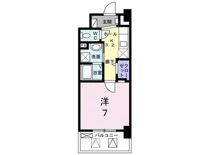 メルベージュ岸(1K/7階)の間取り写真