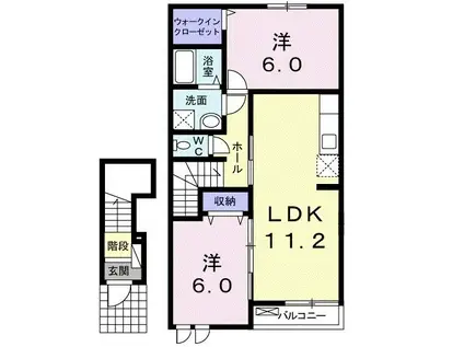 ムーンローズ(2LDK/2階)の間取り写真