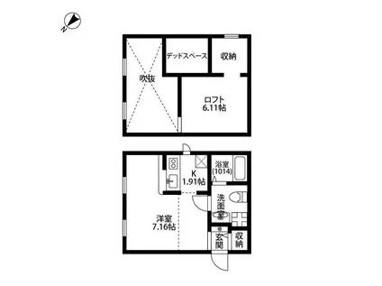 プリマ ラウレアI(ワンルーム/1階)の間取り写真