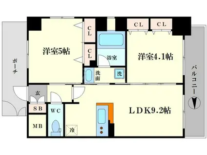 エステムコート阿波座プレミアム(2DK/8階)の間取り写真