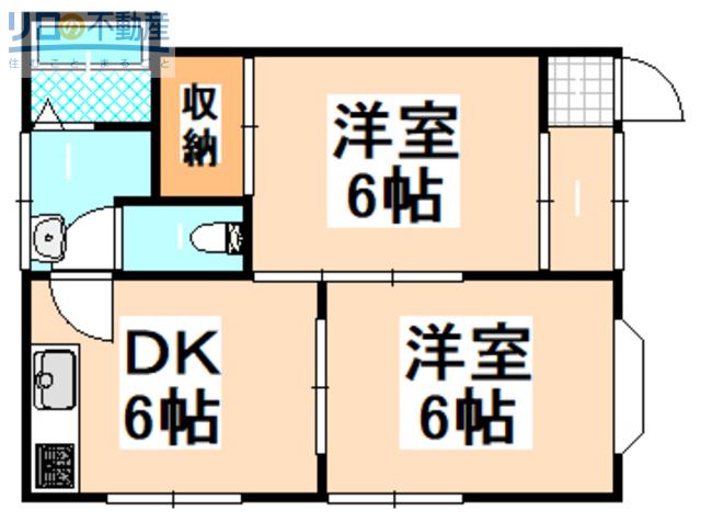 サンハイツ有堀(2DK/2階)の間取り写真