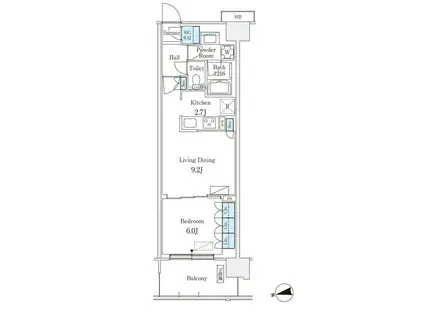 スカイグランデ津田沼(1LDK/7階)の間取り写真