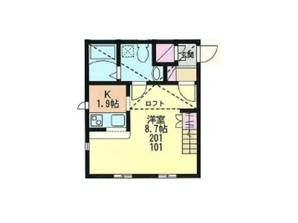 プリマアプリコット壱番館(1K/1階)の間取り写真