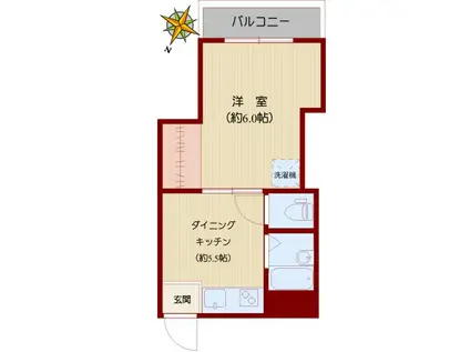 パレス要町(1DK/2階)の間取り写真