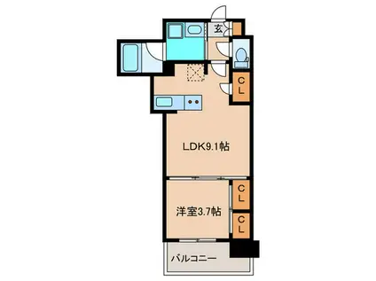 RJRプレシア百年橋(1LDK/2階)の間取り写真