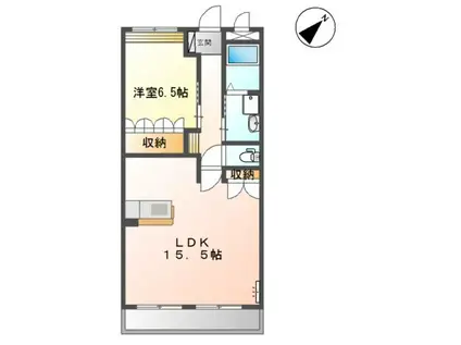 ウィスティリア大清水(1LDK/2階)の間取り写真