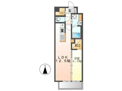 VERT 桜(1LDK/10階)の間取り写真