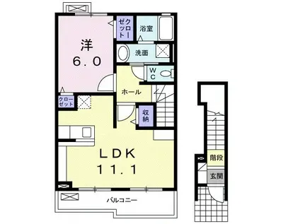 ルネサンス サルタD(1LDK/2階)の間取り写真