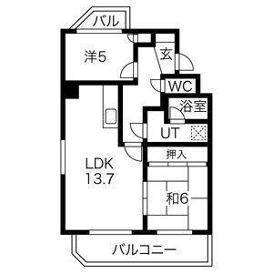 ダイアパレス庄内通(2LDK/5階)の間取り写真