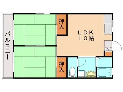 レガンツァ飯塚(2LDK/2階)の間取り写真