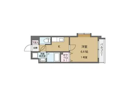 プロシードSH(1K/2階)の間取り写真