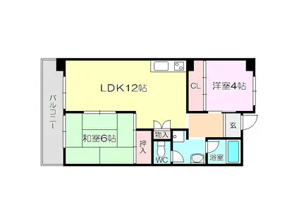 生島リバーサイドマンションA棟(2LDK/9階)の間取り写真