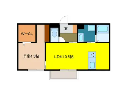 ＪＲ山陽本線 西条駅(広島) 徒歩7分 2階建 築5年(1LDK/2階)の間取り写真