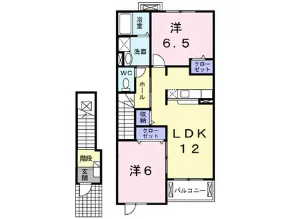 ヴィオラB(2LDK/2階)の間取り写真