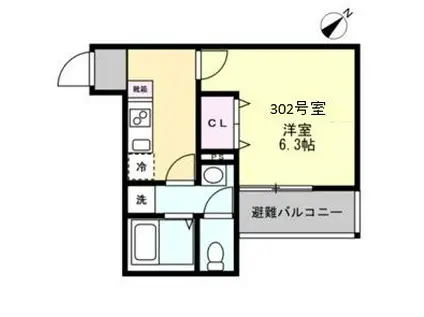 藤沢本町Bアパート(1K/3階)の間取り写真