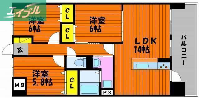 ラ・パティオ(3LDK/4階)の間取り写真