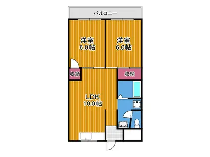 滝谷ユタカハイツ(2LDK/1階)の間取り写真
