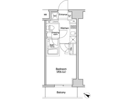 プラウドフラット森下(1K/2階)の間取り写真