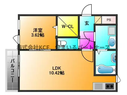 CHANTEZ ROSE ウエスト(1LDK/3階)の間取り写真