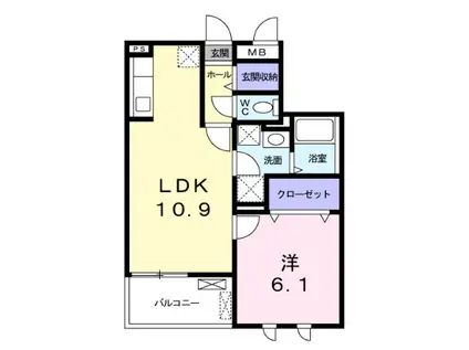 ヴンダーバール(1LDK/1階)の間取り写真